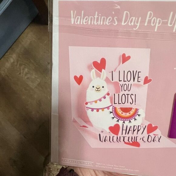 Pop-up Llama Valentine’s Day Card 4.5” x 4.5” I Love You Llots! Pink NWT New - Picture 5 of 7
